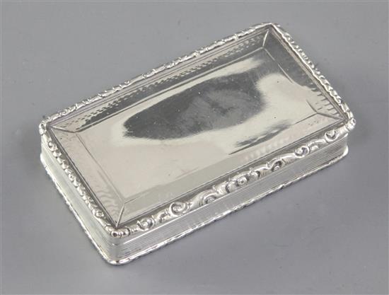 An early Victorian silver snuff box, by Francis Clark, Length 82mm Weight: 3.2 oz/101grms
